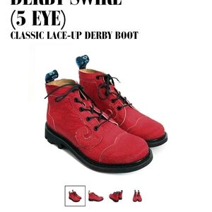John Fluevog Red Lace-Up Derby Boots